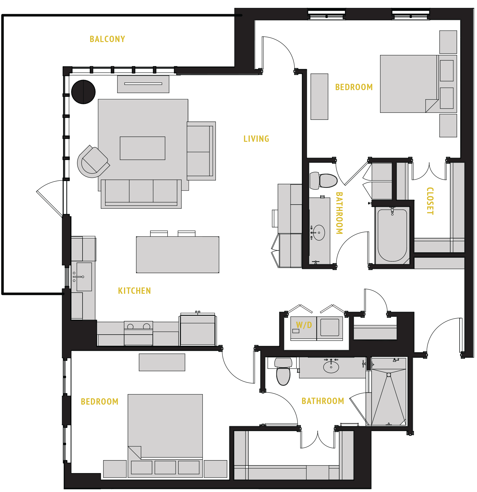 Floor plan for 2 beds, 2 baths, 1347 sqft